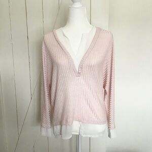 KATE and Pippa pink v-neck layered blouse